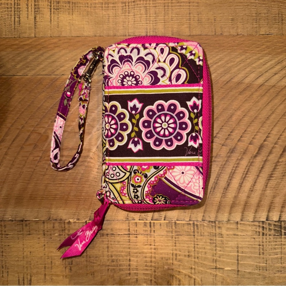 Vera Bradley Pink and Purple Floral Wristlet